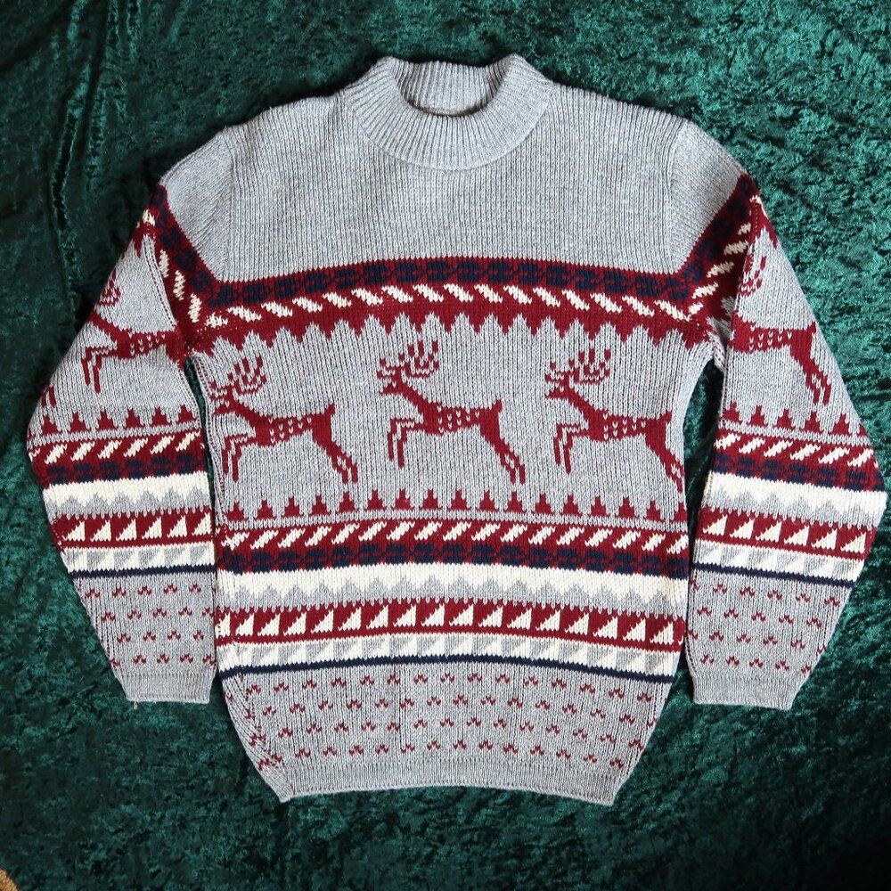 vintage 70s Botany 500 Reindeer Sweater, Mens Sm